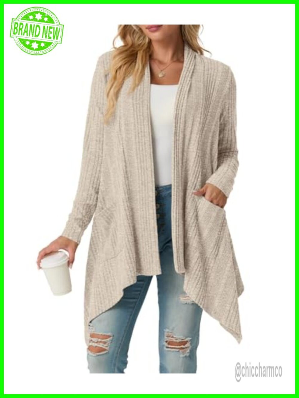 Womens Open Front Cardigan Sweater Long Sleeve Asymmetrical Hem